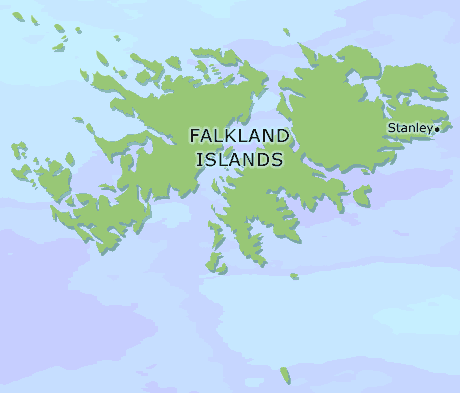 Falkland Islands clickable map. Falkland Islands - Towns