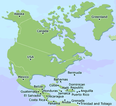 North & Central America clickable map