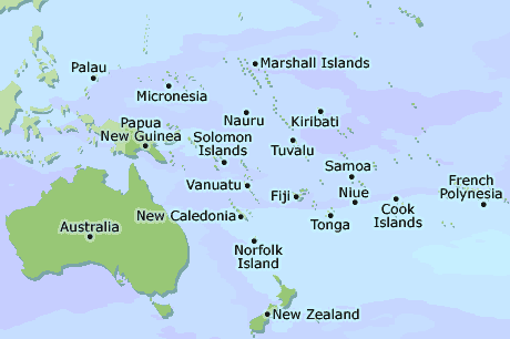 Map Of Oceania And Australia. Oceania clickable map