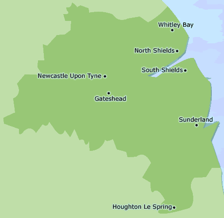 Tyne and Wear map