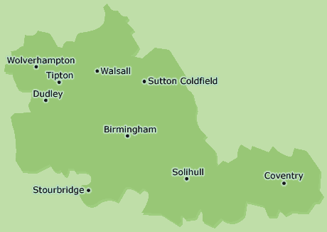 West Midlands map