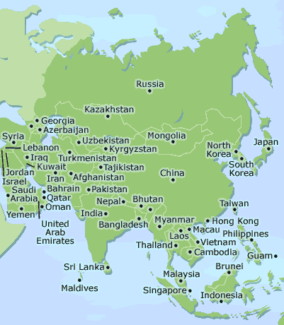 Asia clickable map