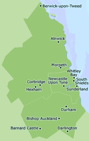 Durham, Northumberland and Tyne and Wearmap