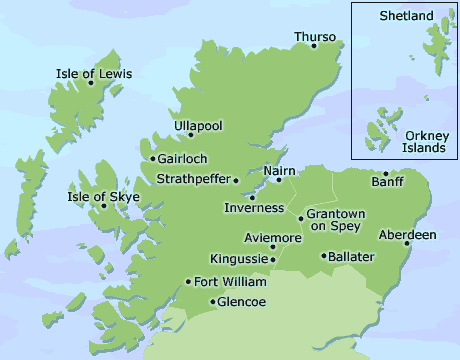 Aberdeenshire, Highland, Western Isles, Orkney and Shetland Islandsmap