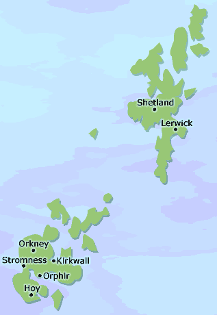 Orkney & Shetland Islands map