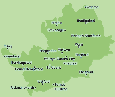 Hertfordshire map