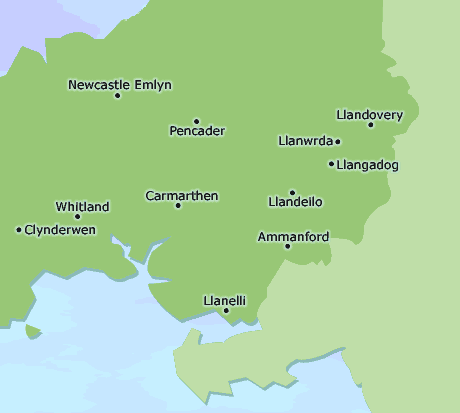 Carmarthenshire map